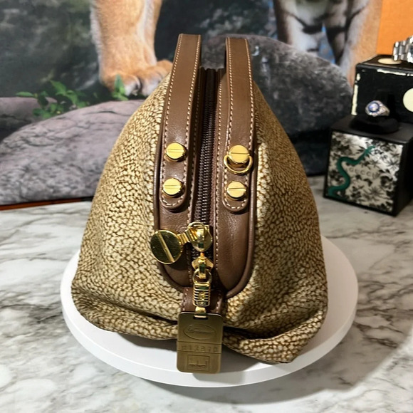 BORBONESE Handbag Global Pattern Beige Suede x Leather - Picture 4 of 17